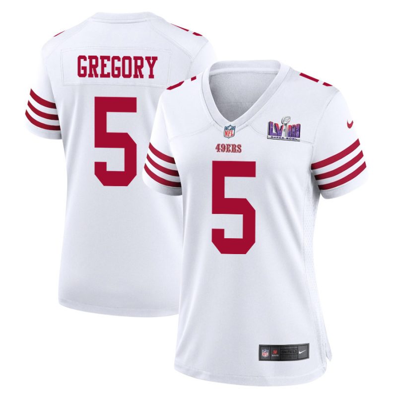 randy gregory 5 san francisco 49ers super bowl lviii patch game women jersey white