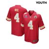 rashee rice 4 kansas city chiefs super bowl lviii patch game youth jersey red