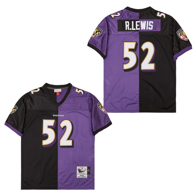 ray lewis 52 baltimore ravens two toned throwback men jersey purple black