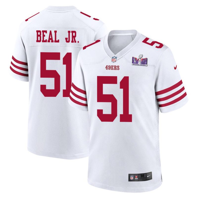 robert beal jr 51 san francisco 49ers super bowl lviii patch game men jersey white