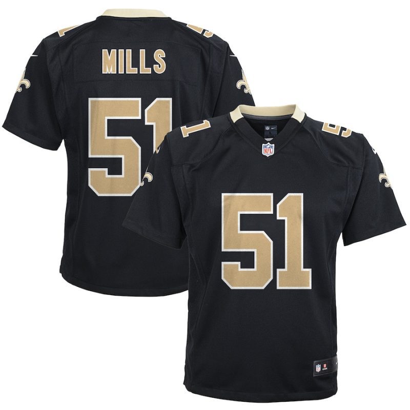 sam mills 51 new orleans saints youth retired game jersey black