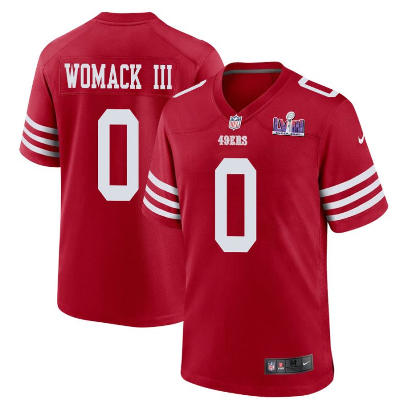 samuel womack iii 0 san francisco 49ers super bowl lviii patch game men jersey scarlet