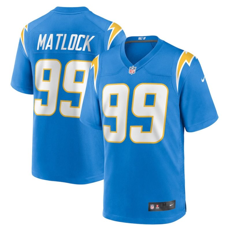 scott matlock 99 los angeles chargers men game jersey powder blue