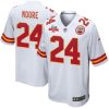 skyy moore 24 kansas city chiefs super bowl lvii champions 3 stars men game jersey white