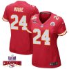 skyy moore 24 kansas city chiefs super bowl lviii champions 4 stars patch game women jersey red