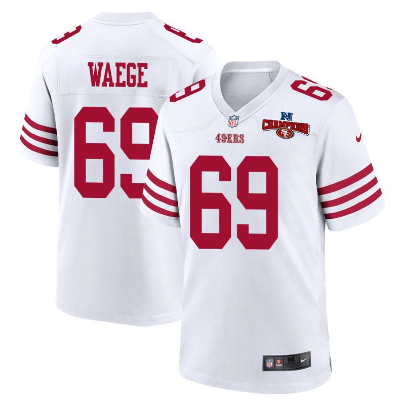 spencer waege 69 san francisco 49ers nfc champions patch game men jersey white