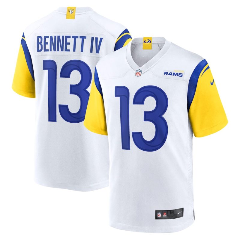 stetson bennett 13 los angeles rams game men jersey white