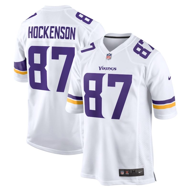 t j hockenson 87 minnesota vikings men game jersey white