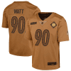 t j watt 90 pittsburgh steelers 2023 salute to service limited youth jersey brown