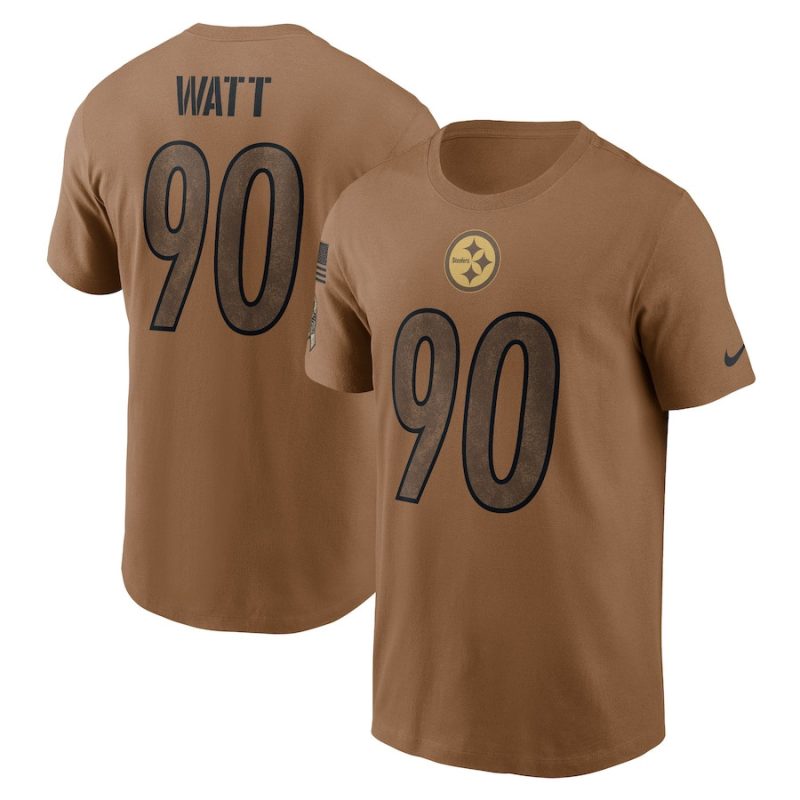 t j watt 90 pittsburgh steelers 2023 salute to service men t shirt brown