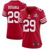 talanoa hufanga 29 san francisco 49ers super bowl lviii patch game women jersey scarlet