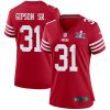 tashaun gipson sr 31 san francisco 49ers super bowl lviii patch game women jersey scarlet