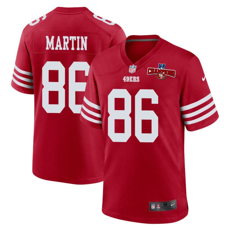 tay martin 86 san francisco 49ers nfc champions patch game men jersey scarlet