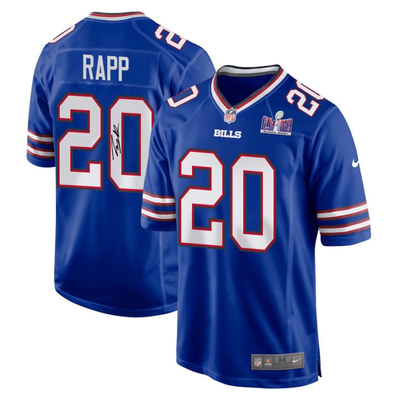 taylor rapp 20 signed buffalo bills super bowl lviii game men jersey royal