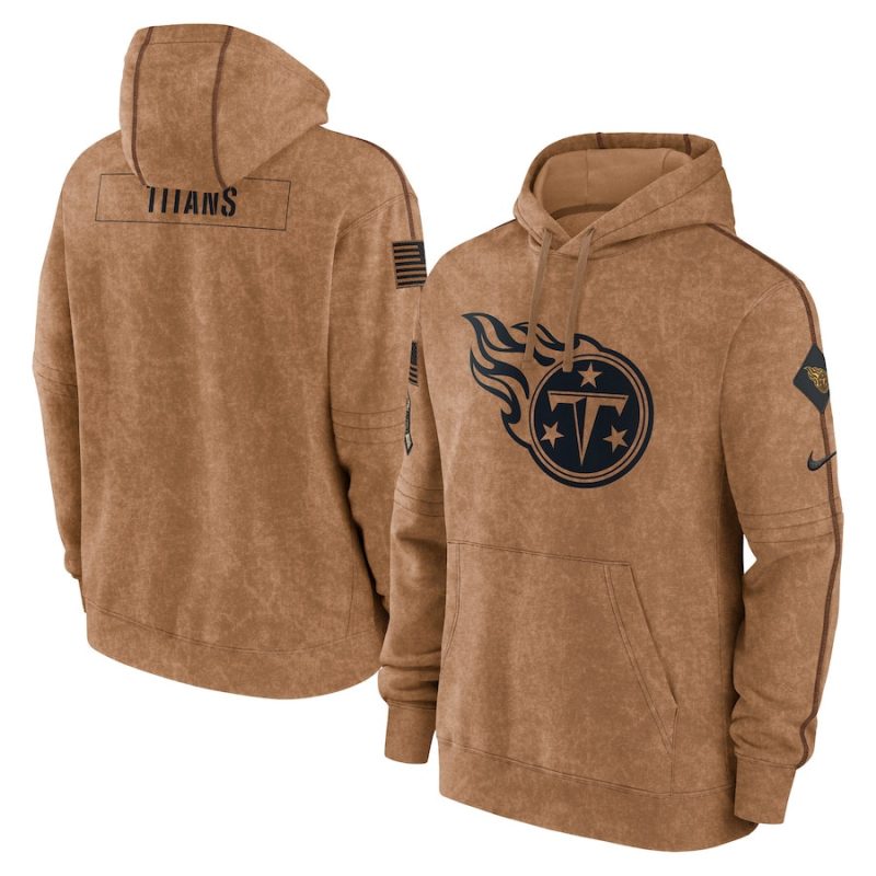 tennessee titans 2023 salute to service club pullover men hoodie brown