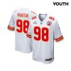 tershawn wharton 98 kansas city chiefs super bowl lviii patch game youth jersey white