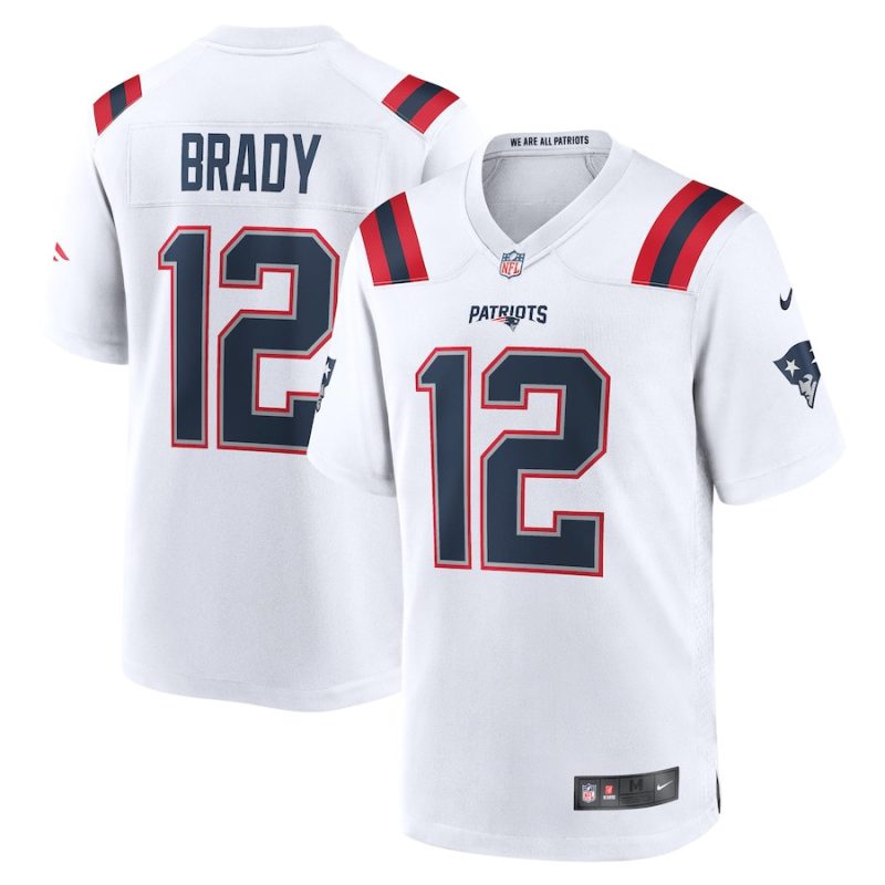 tom brady 12 new england patriots men retired game jersey white