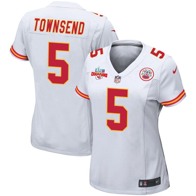 tommy townsend 5 kansas city chiefs super bowl lvii champions 3 stars women game jersey white