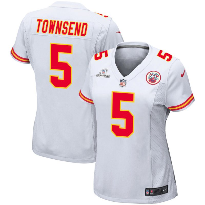 tommy townsend 5 kansas city chiefs super bowl lviii patch game women jersey white