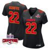 trent mcduffie 22 kansas city chiefs super bowl lviii champions 4 stars patch fashion game women jersey carbon black