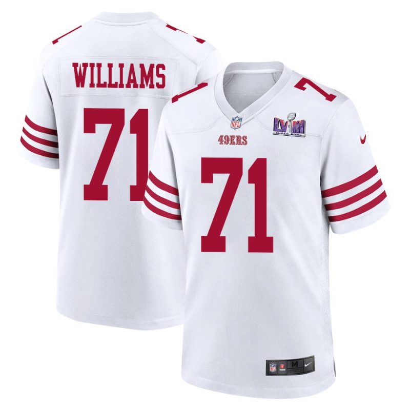 trent williams 71 san francisco 49ers super bowl lviii patch game men jersey white