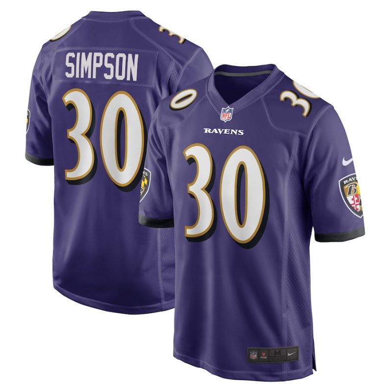 trenton simpson 30 baltimore ravens game men jersey purple