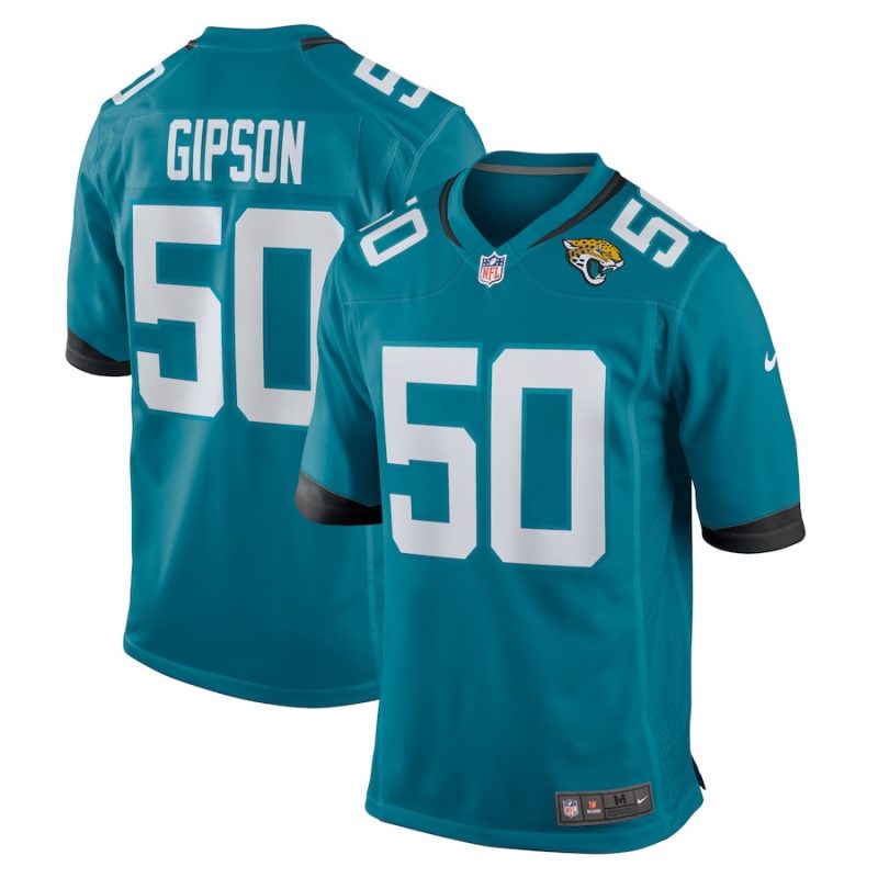 trevis gipson 50 jacksonville jaguars alternate game men jersey teal