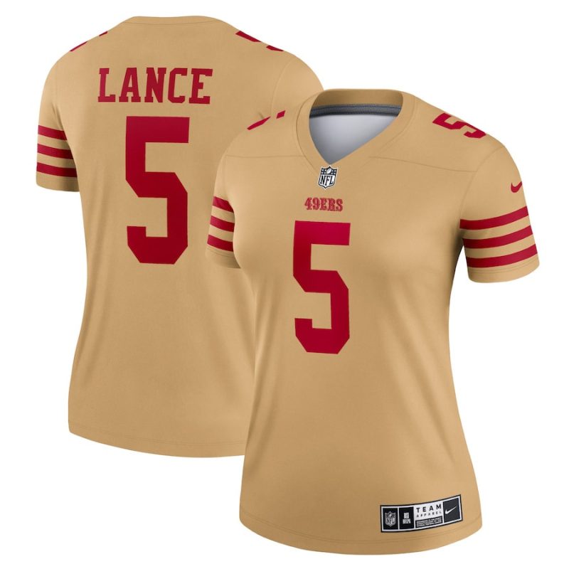 trey lance 5 san francisco 49ers women team inverted legend jersey gold