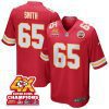 trey smith 65 kansas city chiefs super bowl lviii champions 4x game men jersey red