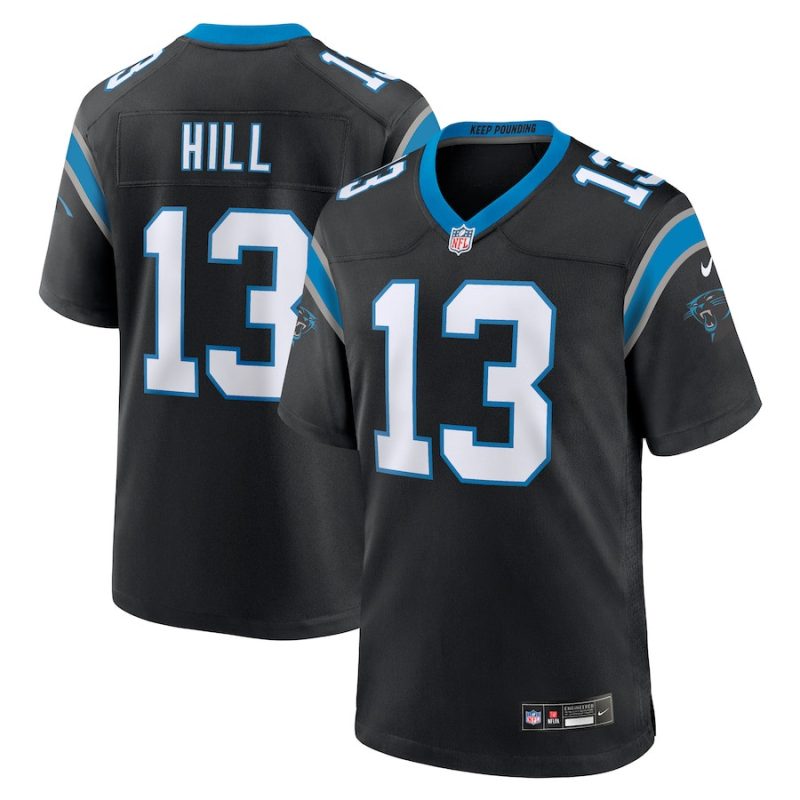 troy hill 13 carolina panthers mens team game jersey black