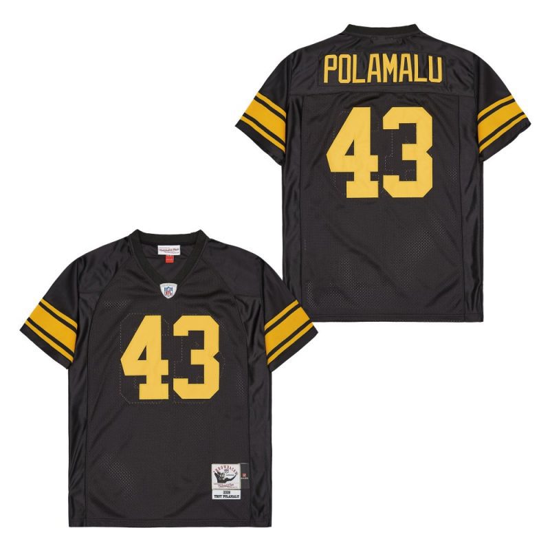 troy polamalu 43 pittsburgh steelers retro throwback men jersey black