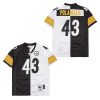 troy polamalu 43 pittsburgh steelers two toned retro throwback men jersey black white