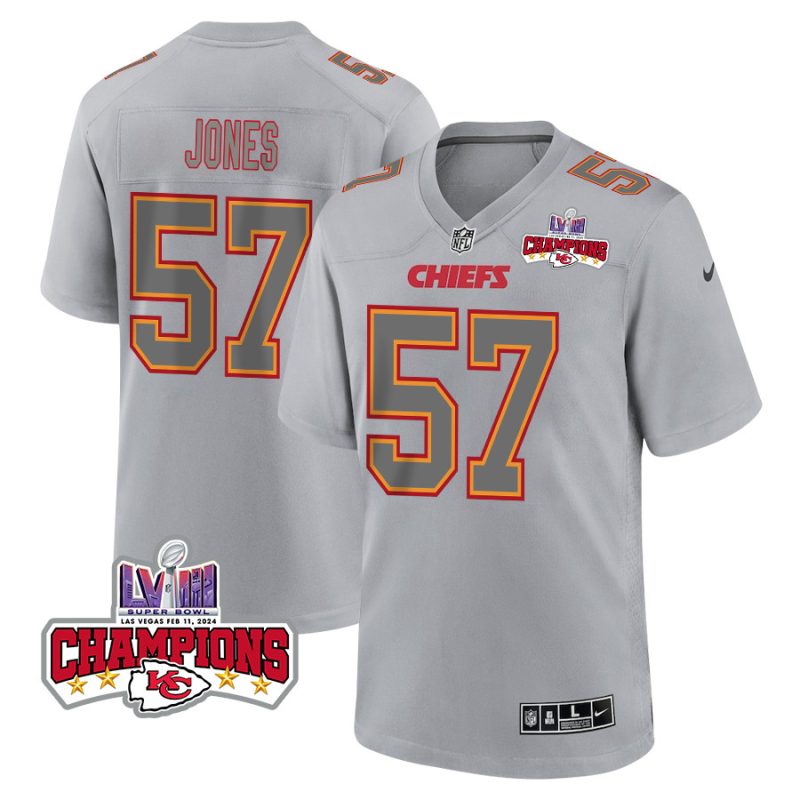 truman jones 57 kansas city chiefs super bowl lviii champions 4 stars patch atmosphere fashion game men jersey gray