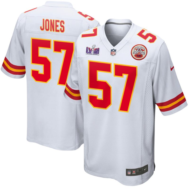 truman jones 57 kansas city chiefs super bowl lviii patch game men jersey white