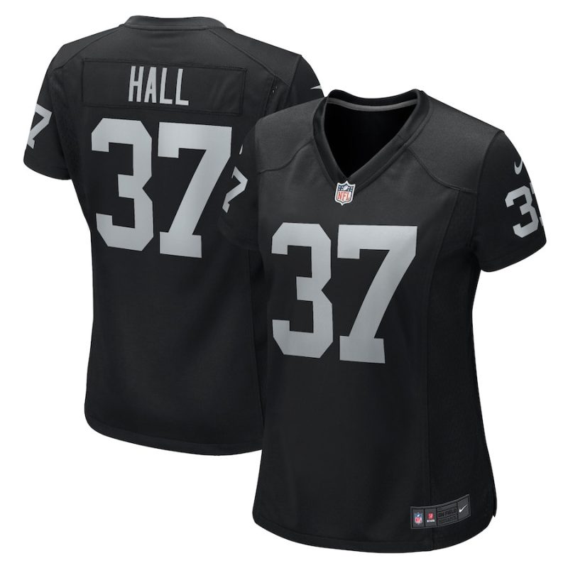 tyler hall 37 las vegas raiders women team game jersey black