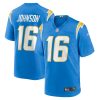 tyler johnson 16 los angeles chargers men game jersey powder blue