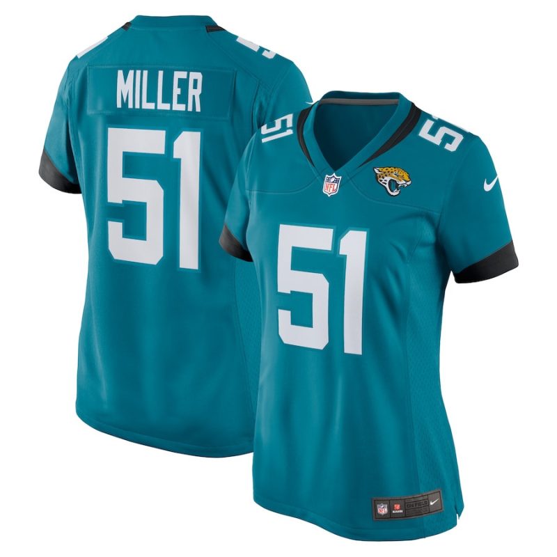 ventrell miller 51 jacksonville jaguars women game jersey teal