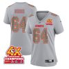 wanya morris 64 kansas city chiefs super bowl lviii champions 4x atmosphere fashion game women jersey gray