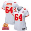 wanya morris 64 kansas city chiefs super bowl lviii champions 4x game women jersey white