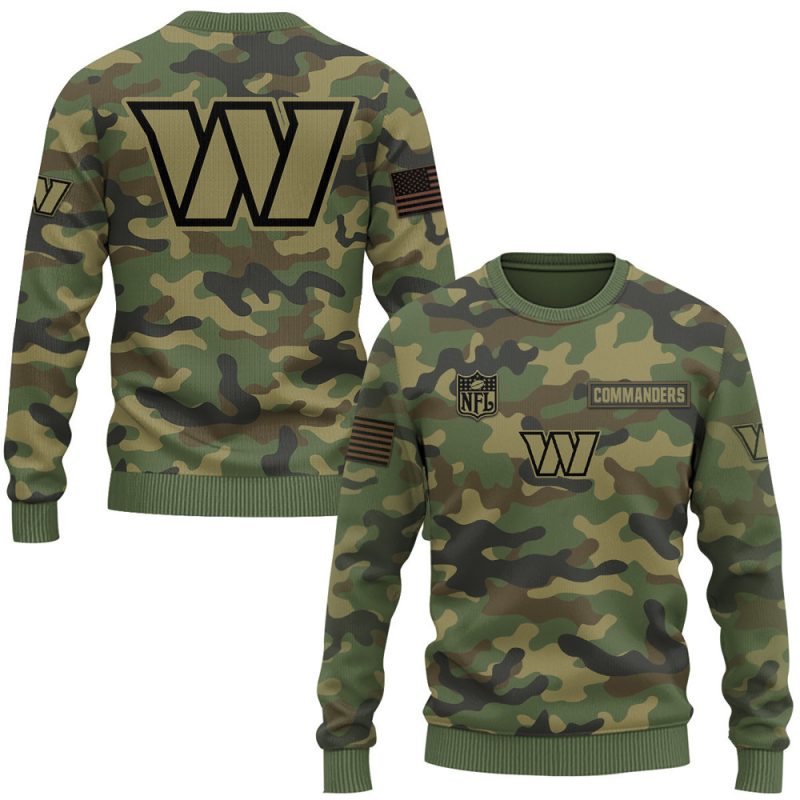 washington commanders camo salute to service sweater printed camo