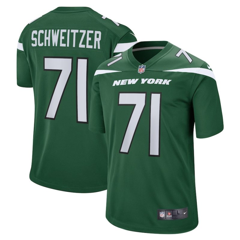 wes schweitzer 71 new york jets game men jersey green