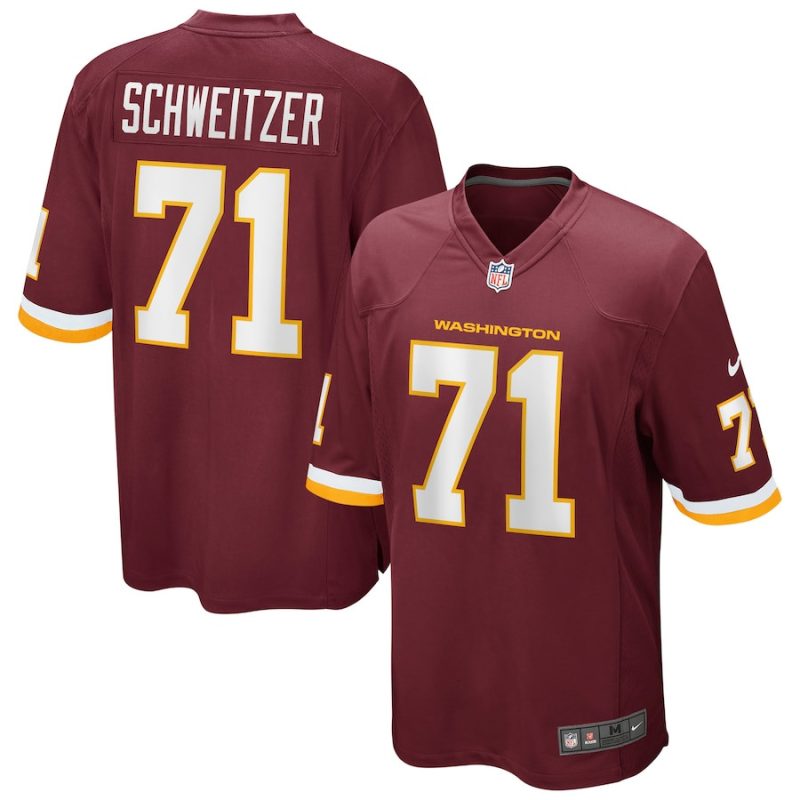 wes schweitzer 71 washington commanders football team men game jersey burgundy