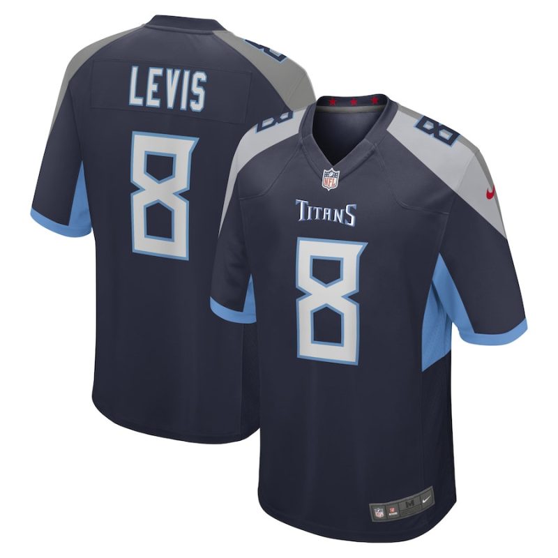 will levis 8 tennessee titans game men jersey navy