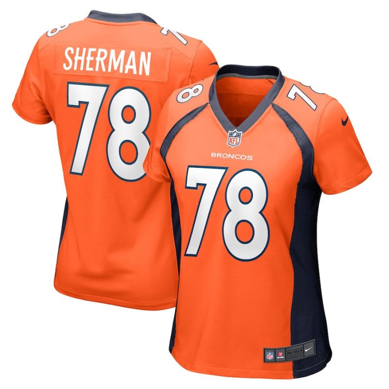 william sherman 78 denver broncos womens team game jersey orange