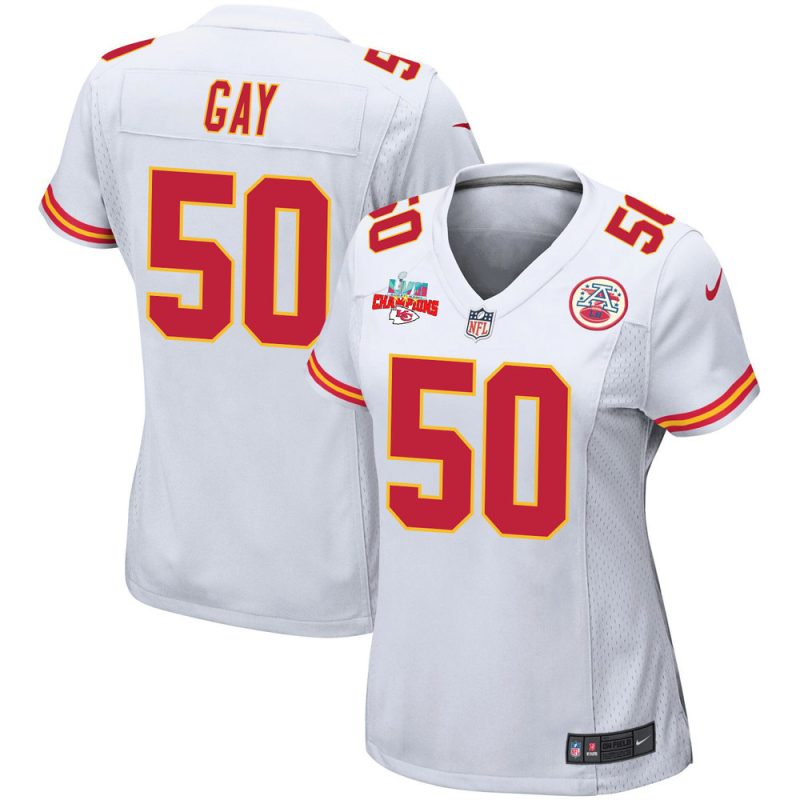 willie gay 50 kansas city chiefs super bowl lvii champions 3 stars women game jersey white