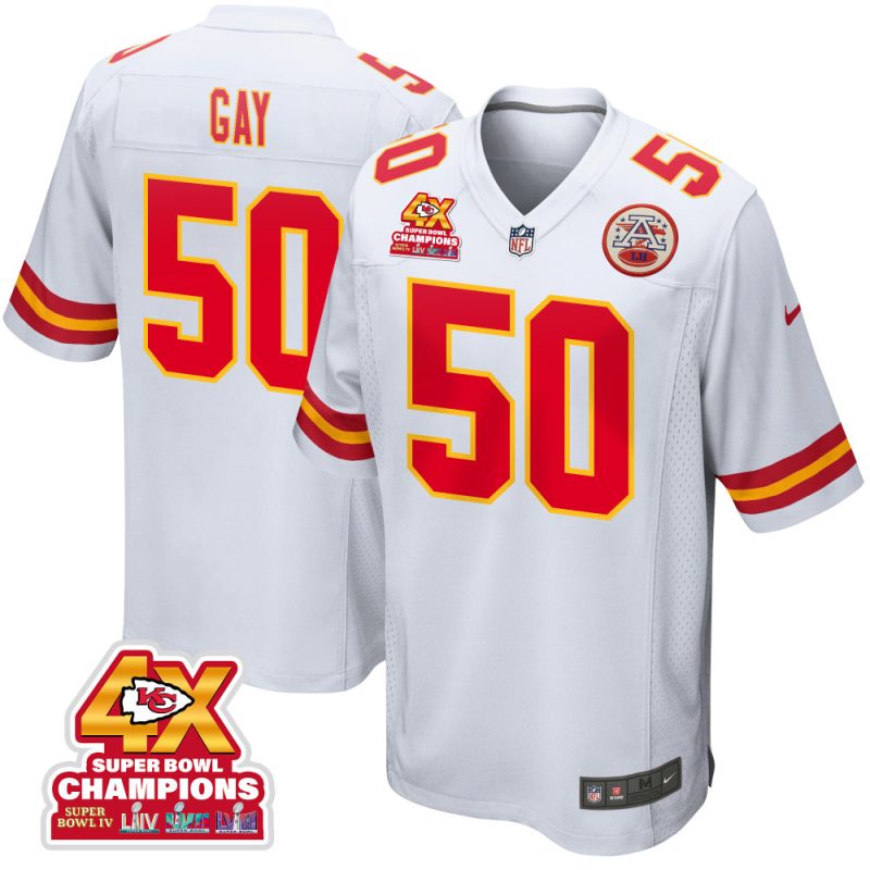 willie gay 50 kansas city chiefs super bowl lviii champions 4x game men jersey white