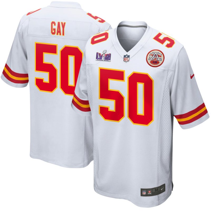 willie gay 50 kansas city chiefs super bowl lviii patch game men jersey white