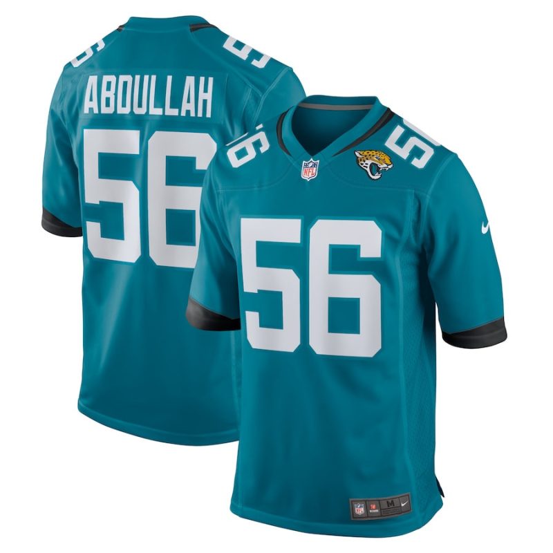 yasir abdullah 56 jacksonville jaguars men team game jersey teal