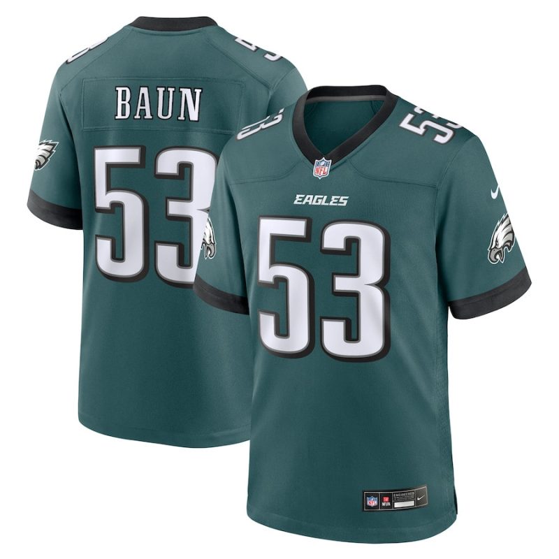 zach baun 53 philadelphia eagles game men jersey midnight green