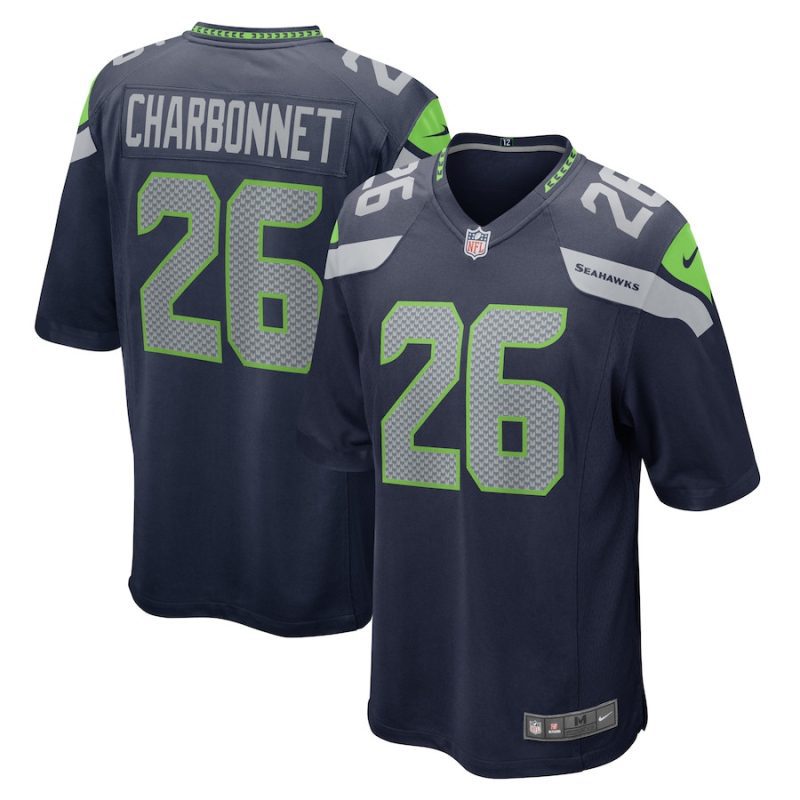 zach charbonnet 26 seattle seahawks men game jersey college navy